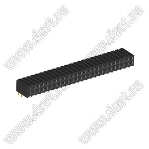 2207R-50G (PBD2-50R, DS1026-13-2X25S8BR) розетка угловая двухрядная (гнездо) на плату для монтажа в отверстия; шаг 2.00x2.00мм; 2x25-конт.