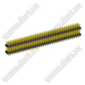 2203PDI-120G-H15-2200 вилка открытая прямая трехрядная с двойным изолятором на плату для монтажа в отверстия, шаг 2,00 x 2,00 мм, А=3,0мм, В=15,0мм, С=4,0мм, D=22,0мм; 3х40 конт.