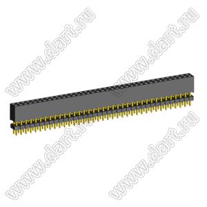 2207SDI-74G-935 розетка прямая двухрядная с двойным изолятором (гнездо) на плату для монтажа в отверстия, шаг 2,00 x 2,00 мм А=3,8мм, В=9,35мм, 2х37 конт.