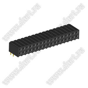 2207R-34G (PBD2-34R, DS1026-13-2X17S8BR) розетка угловая двухрядная (гнездо) на плату для монтажа в отверстия; шаг 2.00x2.00мм; 2x17-конт.