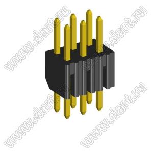 2204S-06G вилка открытая прямая двухрядная на плату с увеличенным изолятором для монтажа в отверстия, шаг 2,00 x 2,00 мм, 6 конт.