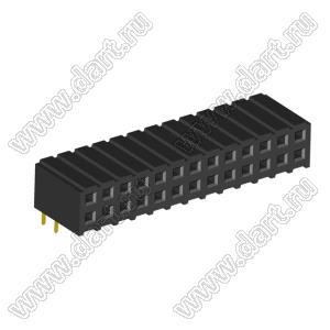 2207R-26G (PBD2-26R, DS1026-13-2X13S8BR) розетка угловая двухрядная (гнездо) на плату для монтажа в отверстия; шаг 2.00x2.00мм; 2x13-конт.
