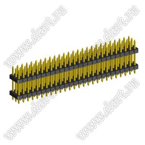 2203PDI-078G-H15-2660 вилка открытая прямая трехрядная с двойным изолятором на плату для монтажа в отверстия; шаг 2,00 x 2,00 мм; (3x26) конт.