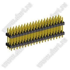 2203PDI-057G-H15-2660 вилка открытая прямая трехрядная с двойным изолятором на плату для монтажа в отверстия; шаг 2,00 x 2,00 мм; (3x19) конт.