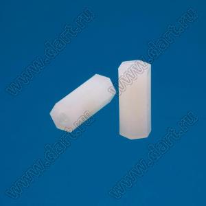 HTP-419 (HP4-19) cтойка шестигранная с внутренними резьбами; M4; L=19,0мм; нейлон-66; цвет натуральный