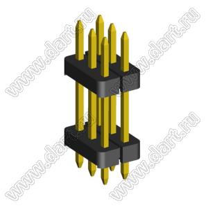 2203PDI-006G-H15-2660 вилка открытая прямая трехрядная с двойным изолятором на плату для монтажа в отверстия; шаг 2,00 x 2,00 мм; (3x2) конт.