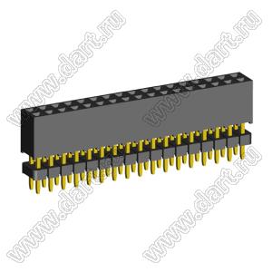 2207SDI-34G-935 розетка прямая двухрядная с двойным изолятором (гнездо) на плату для монтажа в отверстия, шаг 2,00 x 2,00 мм А=3,8мм, В=9,35мм, 2х17 конт.