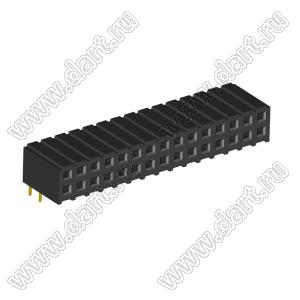 2207R-30G (PBD2-30R, DS1026-13-2X15S8BR) розетка угловая двухрядная (гнездо) на плату для монтажа в отверстия; шаг 2.00x2.00мм; 2x15-конт.