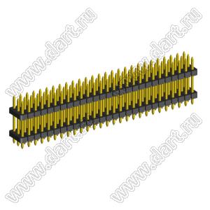 2203PDI-081G-H15-2660 вилка открытая прямая трехрядная с двойным изолятором на плату для монтажа в отверстия; шаг 2,00 x 2,00 мм; (3x27) конт.