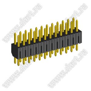 2204S-24G вилка открытая прямая двухрядная на плату с увеличенным изолятором для монтажа в отверстия, шаг 2,00 x 2,00 мм, 24 конт.