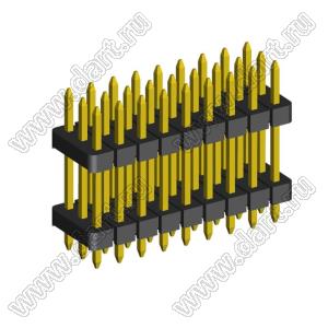 2203PDI-027G-H15-2660 вилка открытая прямая трехрядная с двойным изолятором на плату для монтажа в отверстия; шаг 2,00 x 2,00 мм; (3x9) конт.