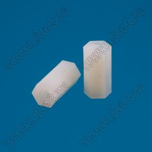 HTP-415 (HP4-15) cтойка шестигранная с внутренними резьбами; M4; L=15,0мм; нейлон-66; цвет натуральный