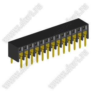 2207BR-26G розетка прямая двухрядная с боковым входом на плату для монтажа в отверстия; шаг 2,00 x 2,00 мм; (2x13) конт.