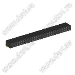 2207R-64G (PBD2-64R, DS1026-13-2X32S8BR) розетка угловая двухрядная (гнездо) на плату для монтажа в отверстия; шаг 2.00x2.00мм; 2x32-конт.