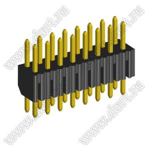 2204S-16G вилка открытая прямая двухрядная на плату с увеличенным изолятором для монтажа в отверстия, шаг 2,00 x 2,00 мм, 16 конт.