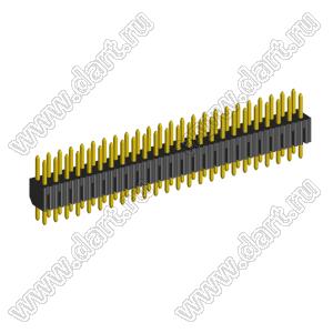2204S-48G вилка открытая прямая двухрядная на плату с увеличенным изолятором для монтажа в отверстия, шаг 2,00 x 2,00 мм, 48 конт.