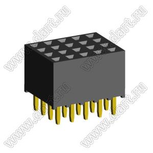 1999S-024G-635 розетка прямая четырехрядная (гнездо) на плату для монтажа в отверстия, шаг 2,00 x 2,00 мм, высота изолятора 6,35мм, 4х6 конт.
