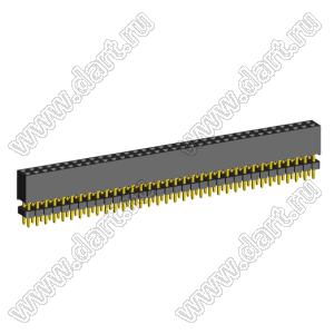 2207SDI-68G-935 розетка прямая двухрядная с двойным изолятором (гнездо) на плату для монтажа в отверстия, шаг 2,00 x 2,00 мм А=3,8мм, В=9,35мм, 2х34 конт.