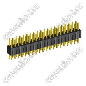 2204S-40G вилка открытая прямая двухрядная на плату с увеличенным изолятором для монтажа в отверстия, шаг 2,00 x 2,00 мм, 40 конт.