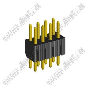 2204S-08G вилка открытая прямая двухрядная на плату с увеличенным изолятором для монтажа в отверстия, шаг 2,00 x 2,00 мм, 8 конт.