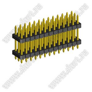 2203PDI-039G-H15-2660 вилка открытая прямая трехрядная с двойным изолятором на плату для монтажа в отверстия; шаг 2,00 x 2,00 мм; (3x13) конт.