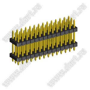 2203PDI-042G-H15-2200 вилка открытая прямая трехрядная с двойным изолятором на плату для монтажа в отверстия, шаг 2,00 x 2,00 мм, А=3,0мм, В=15,0мм, С=4,0мм, D=22,0мм; 3х14 конт.