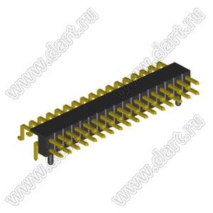 2208R-34G-A60632-PG вилка открытая угловая двухрядная с направляющими на плату для монтажа в отверстия и SMD; шаг 2,00 x 2,00 мм; (2x17) конт.