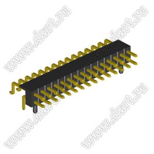 2208R-30G-A60632-PG вилка открытая угловая двухрядная с направляющими на плату для монтажа в отверстия и SMD; шаг 2,00 x 2,00 мм; (2x15) конт.