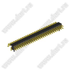 2208R-56G-A60632-PG вилка открытая угловая двухрядная с направляющими на плату для монтажа в отверстия и SMD; шаг 2,00 x 2,00 мм; (2x28) конт.