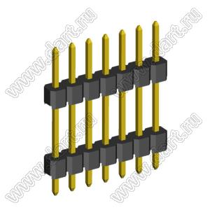 2210DI-07G-H15-2660 вилка открытая прямая с двойным изолятором однорядная на плату для монтажа в отверстия; P 2,0мм; 7-конт.
