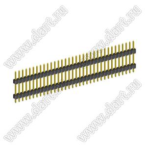 2210DI-34G-1200 (PLH2-34) вилка открытая прямая с двойным изолятором однорядная на плату для монтажа в отверстия, шаг 2,00 мм, L=12,0 мм, 34 конт.