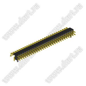 2208R-58G-A60632-PG вилка открытая угловая двухрядная с направляющими на плату для монтажа в отверстия и SMD; шаг 2,00 x 2,00 мм; (2x29) конт.