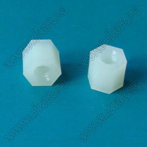 HTP-407 (HP4-7) cтойка шестигранная с внутренней резьбой; M4; L=7,0мм; нейлон-66; цвет натуральный
