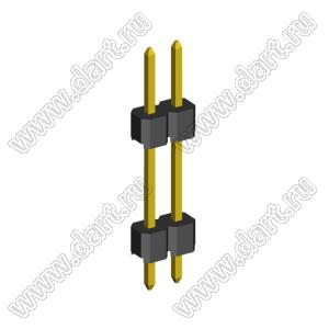 2210DI-02G-H15-2660 вилка открытая прямая с двойным изолятором однорядная на плату для монтажа в отверстия; P 2,0мм; 2-конт.
