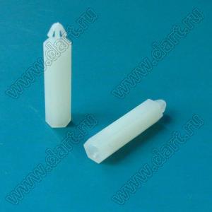MAE-22T фиксатор платы с защелкой в плату и резьбой М3x0,5; A=22,0мм; dп=3,0мм; s=1,6мм; нейлон-66 (UL); натуральный