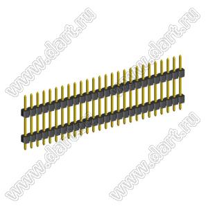 2210DI-26G-1200 (PLH2-26) вилка открытая прямая с двойным изолятором однорядная на плату для монтажа в отверстия, шаг 2,00 мм, L=12,0 мм, 26 конт.