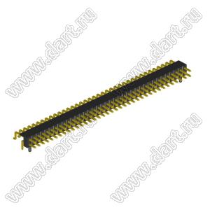 2208R-74G-A60632-PG вилка открытая угловая двухрядная с направляющими на плату для монтажа в отверстия и SMD; шаг 2,00 x 2,00 мм; (2x37) конт.