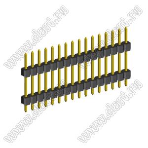 2210DI-16G-H15-2660 вилка открытая прямая с двойным изолятором однорядная на плату для монтажа в отверстия; P 2,0мм; 16-конт.