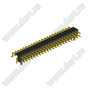 2208R-44G-A60632-PG вилка открытая угловая двухрядная с направляющими на плату для монтажа в отверстия и SMD; шаг 2,00 x 2,00 мм; (2x22) конт.