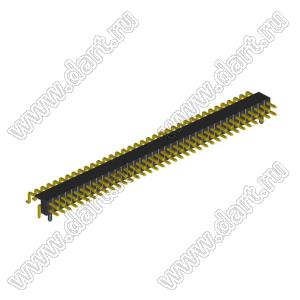 2208R-72G-A60632-PG вилка открытая угловая двухрядная с направляющими на плату для монтажа в отверстия и SMD; шаг 2,00 x 2,00 мм; (2x36) конт.