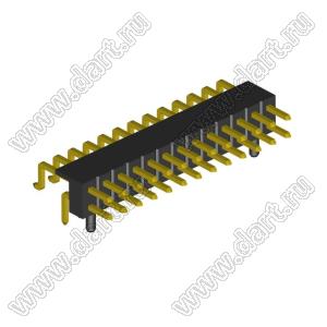 2208R-26G-A60632-PG вилка открытая угловая двухрядная с направляющими на плату для монтажа в отверстия и SMD; шаг 2,00 x 2,00 мм; (2x13) конт.