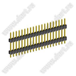 2210DI-20G-H15-2660 вилка открытая прямая с двойным изолятором однорядная на плату для монтажа в отверстия; P 2,0мм; 20-конт.