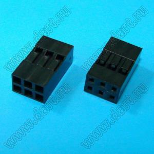 C8-2* 3Y (2226B-6, BLD-2x3, BLD-6) корпус двухрядной розетки на кабель; шаг 2,54мм; полистирол, усиленный стекловолокном UL-94V-2; 6-конт.