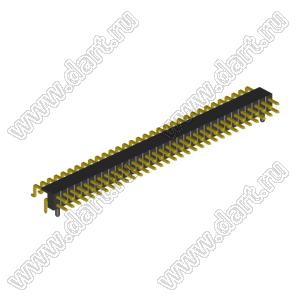 2208R-64G-A60632-PG вилка открытая угловая двухрядная с направляющими на плату для монтажа в отверстия и SMD; шаг 2,00 x 2,00 мм; (2x32) конт.