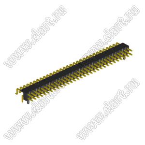 2208R-62G-A60632-PG вилка открытая угловая двухрядная с направляющими на плату для монтажа в отверстия и SMD; шаг 2,00 x 2,00 мм; (2x31) конт.