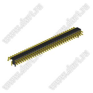 2208R-66G-A60632-PG вилка открытая угловая двухрядная с направляющими на плату для монтажа в отверстия и SMD; шаг 2,00 x 2,00 мм; (2x33) конт.