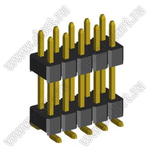 2208SMDI-10G-3090 (PLHD2-10SMD) вилка прямая двухрядная с двойным изолятором А=3мм., В=9мм., шаг 2,0 мм, 2х5 конт.