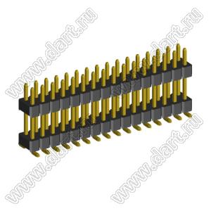 2208SMDI-32G-3090 (PLHD2-32SMD) вилка прямая двухрядная с двойным изолятором А=3мм., В=9мм., шаг 2,0 мм, 2х16 конт.