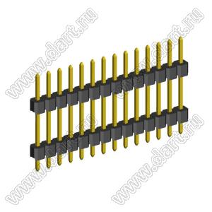 2210DI-14G-H15-2660 вилка открытая прямая с двойным изолятором однорядная на плату для монтажа в отверстия; P 2,0мм; 14-конт.
