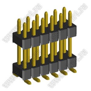 2208SMDI-12G-3090 (PLHD2-12SMD) вилка прямая двухрядная с двойным изолятором А=3мм., В=9мм., шаг 2,0 мм, 2х6 конт.